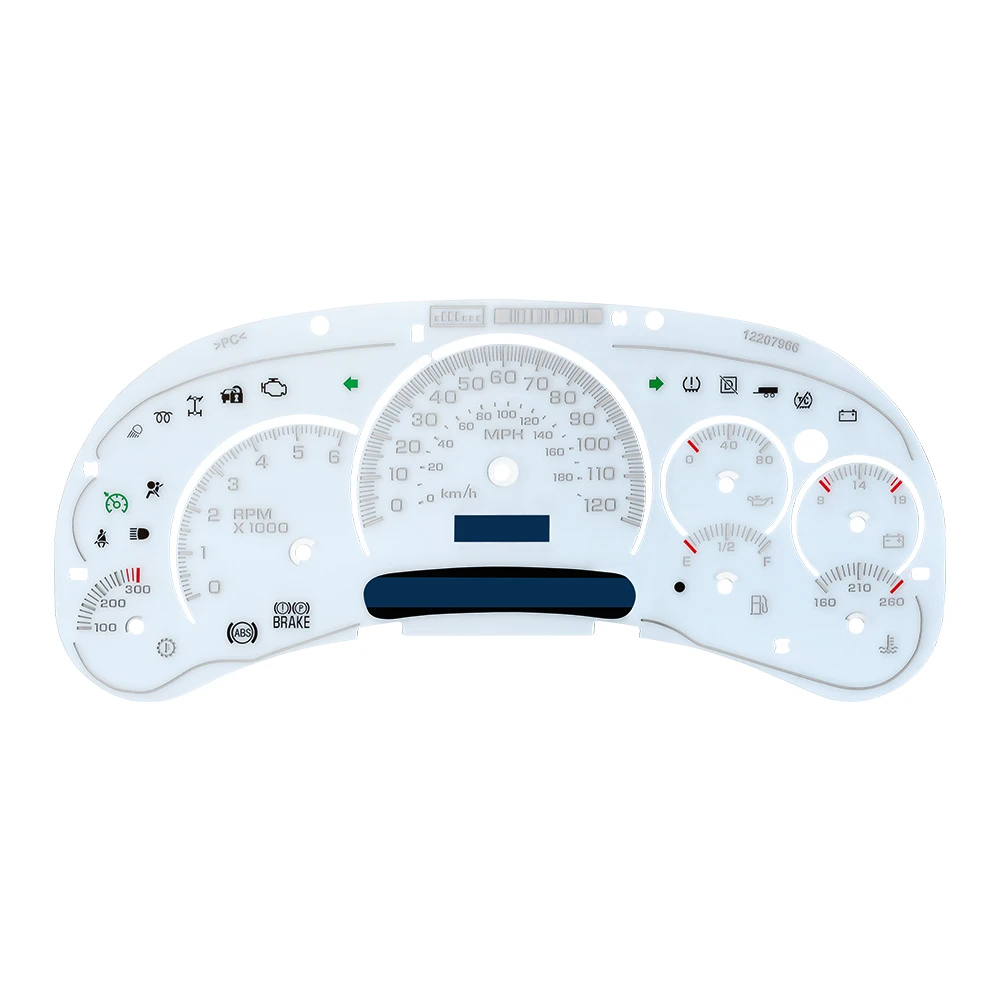 For GM Silverado Sierra Tahoe White Gauge Face Overlay LED Version Trans Temp
