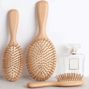 Wooden Paddle Hair Brush, Bamboo Bristles Detangling Hairbrush For Women Men and Kids 3 In 1
