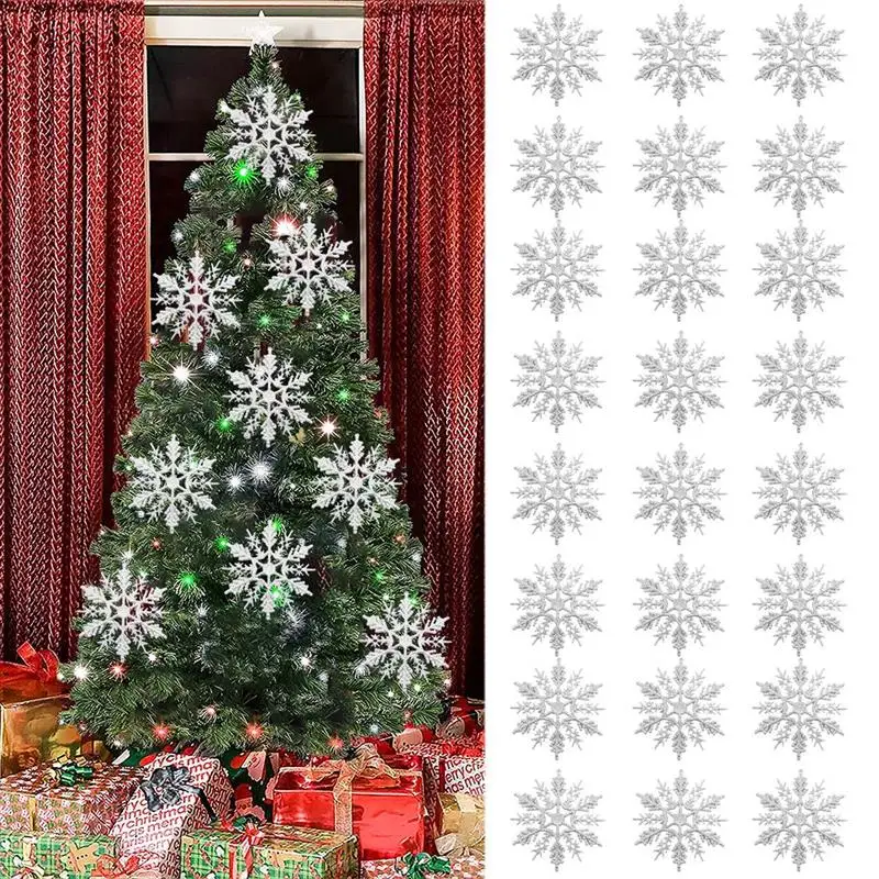 24 шт./пакет снежинки Рождество украшения Xmas Tree подвесное украшение для сада