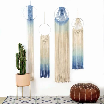 

Macrame Dyed Fringe Tapestry Wall Hanging Ring Japanese Minimalist Style Room Decoration