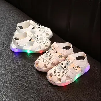

Infant Light Sandals For Children Kid Baby Girls Shoes Rabbit Flat Led Luminous Anti-slip Soft Casual Children's Sandals