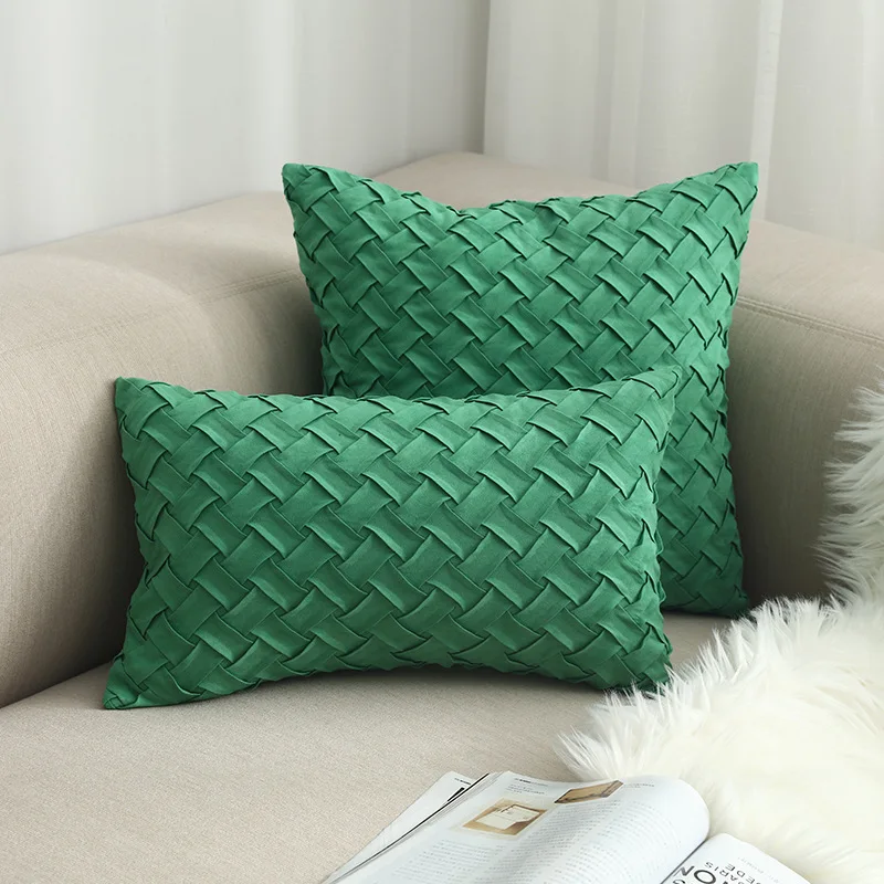 Creative Manual Suede Weave Style Craft Cushion Cover Decorative Throw Pillow Cover Solid Color Suede Bedding Home Decor - Цвет: 06