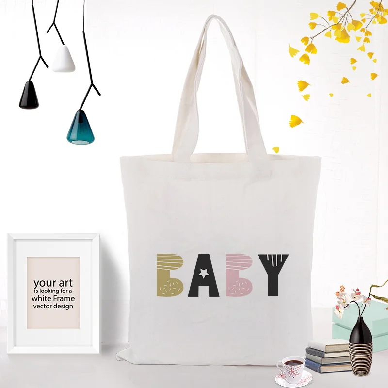 Canvas Tote Bag Handbag Custom Print Logo Text DIY ILLUSTRATION Daily Use Eco Ecologicas Reusable Shopping Bag Recycle - Цвет: ILLUSTRATION204