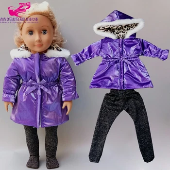 

18inch doll clothes purple Windbreaker leggings for 43cm new born Baby doll jacket zipper winter clothes