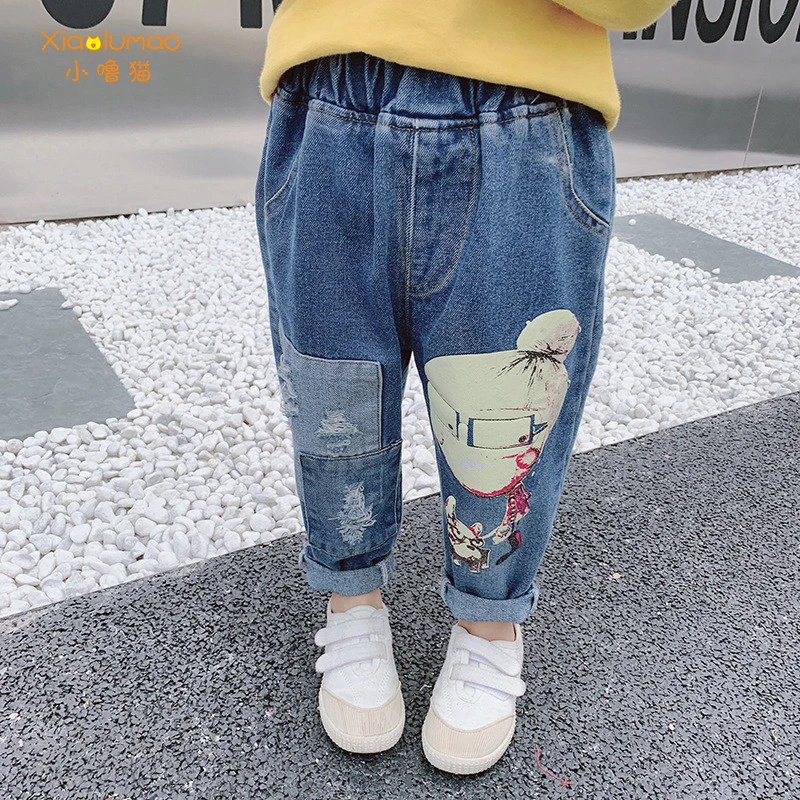 Джинсы с рисунком граффити джинсы для маленьких девочек рваные детские