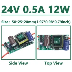 Universal LED Power Supply Transformer, Adjustable Voltage 220V/230V to 12V/24V, 6W - 120W Capacity - Input 100V - 260V (24V  0.5A  12W)