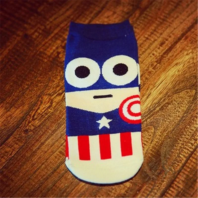 Captain America Мужские носки с забавными персонажами из мультфильмов; Новинка; носки с Бэтменом, капитаном Америка, Халком, Суперменом, человеком-пауком, супергероями; Веселые носки - Цвет: Captain America
