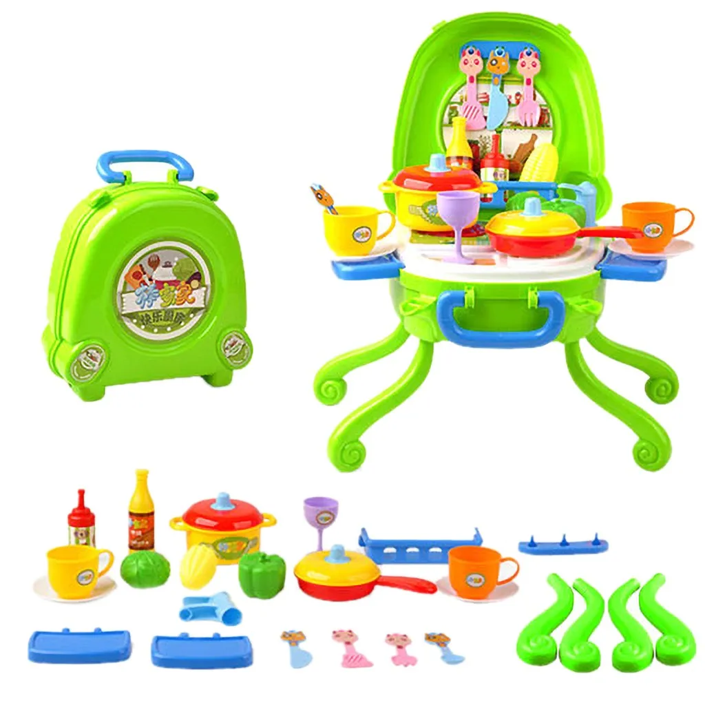 Кухонные Игрушки для мальчиков и девочек ABS Speelgoed Keuken набор дошкольников детская обучающая посуда коробка столовых приборов посуда подарки на праздник - Цвет: H