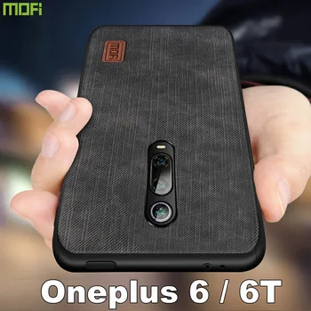 

Mofi For Oneplus 6T Case oneplus 6 Cover Housing Silicone shockproof jeans PU leather TPU
