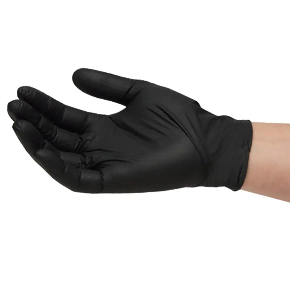 

Hot Sale Fast Shipping 100PCS/Set Black latex gloves disposable Nitrile Work Gloves For Industrial Rubber Gloves Medical