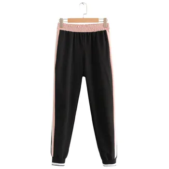 

Women Autumn Sweatpants Pants Street Patchwork Ladies Pantaloons 2020 Elastic Waist Side Stripe Trousers