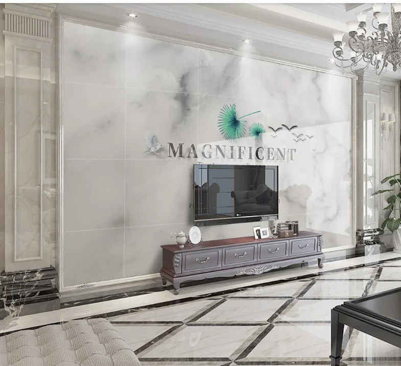 Custom European style natural jazz white marble pattern wallpaper mural