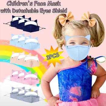 

mascarillas barber 3pcs Kids Reusable Washable Protect Face Mask With Detachable Eyes Shield mascara de boca face masks