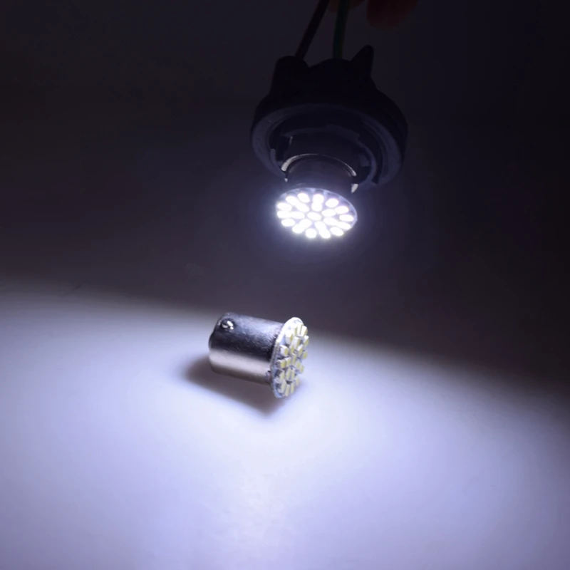 100x voiture светодиодный P21w s25 BAY15D 1206 1157 22 led smd 22smd clignotants ампулы лампе blanc Livraison Gratuite