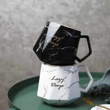 

Nordic-style Marble Pattern Ceramics Mugs Irregular Diamond Cups Brief Business Studengt Couple Mug Tea Milk Coffee Cup