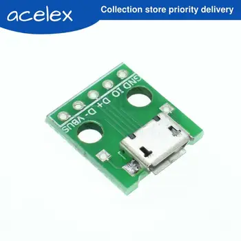 

10PCS MICRO USB To DIP Adapter 5pin Female Connector B Type PCB Converter Breadboard Switch Board SMT Mother Seat