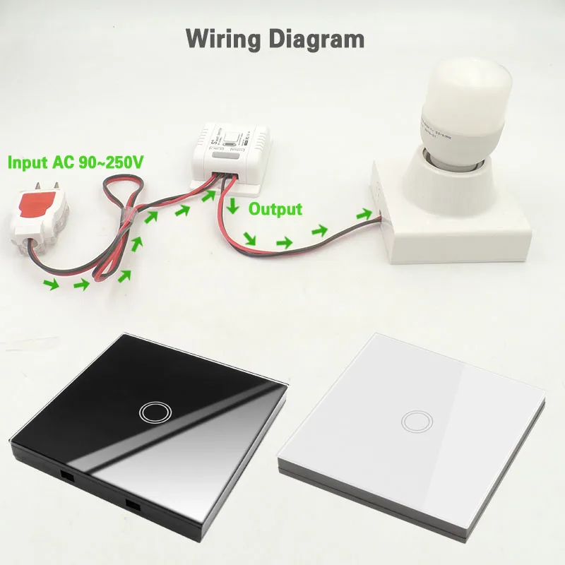 Diese 86 Switch Panel ON/OFF Touch Switch Wireless Light Switch 433Mhz  Remote Control ,AC 90V~250V 10A Interruptor for Lighting