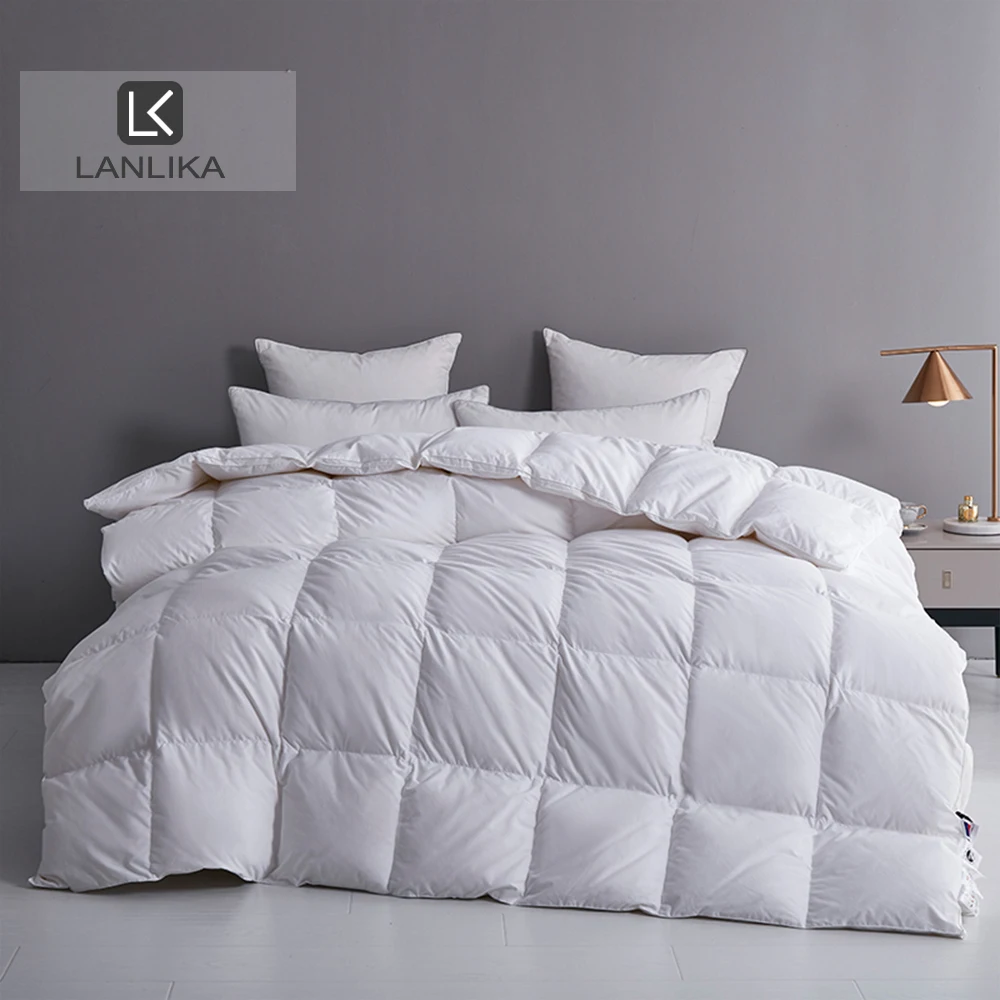 Lanlika 시베리아 제로 센스 100% 화이트 구스 다운 퀼트 이불, 조용한 겨울 깃털 더블 퀸 킹, 가족 수면용