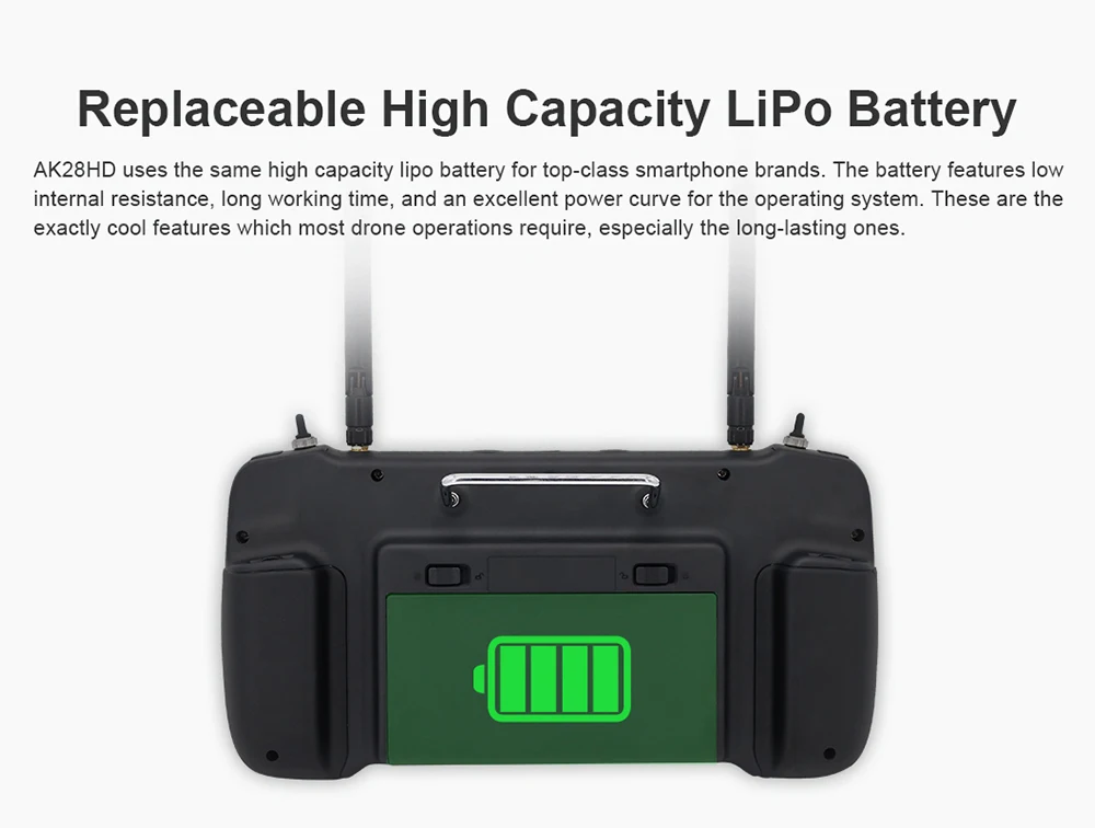 CUAV AK28 - Agriculture FPV Android Smart Remote Controller Radio Transmitter 7-Inch Screen for Spraying Drones 14CH 2.4G 2KM 15 CUAV AK28, the AK28HD uses the same high capacity lipo battery for top-class smartphone brands