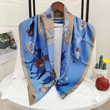

YILIAN Brand 2020 New 90*90cm Square Scarf Exotic Plain Weave Print Women Scarf Bandana Autumn Shawl for Ladies Top Quality