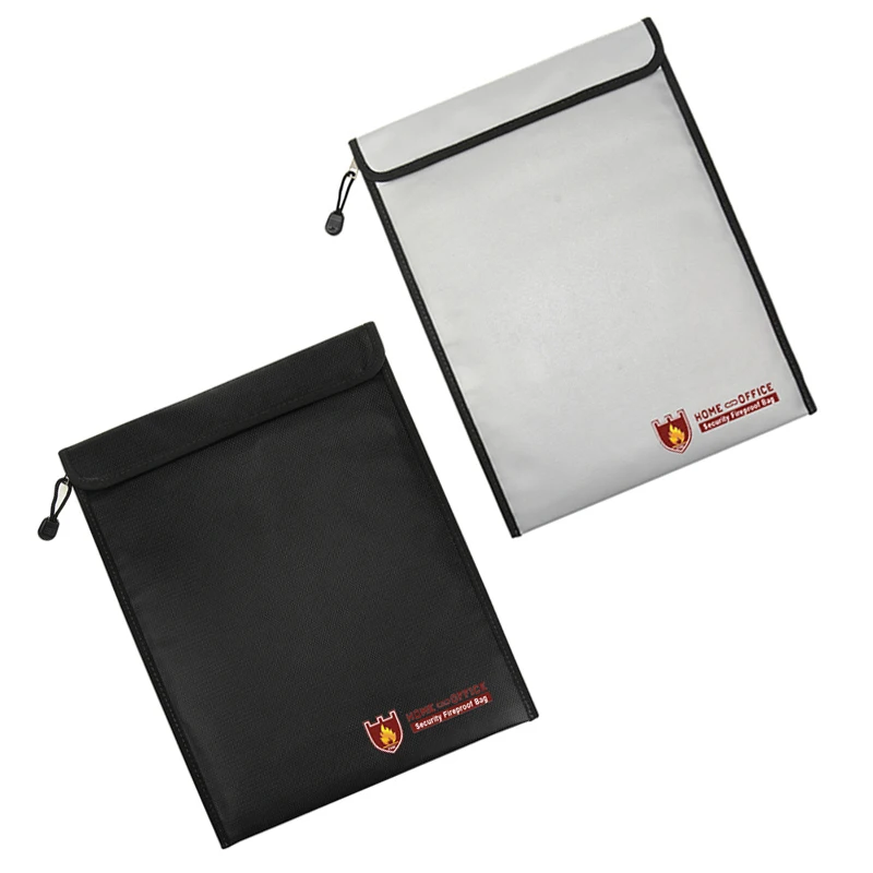 1× Fire Resistant Document Bag Fireproof Protection Bag Pouch Files Photo Safety