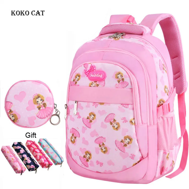 

Children Canvas Backpack Primary Student School Bags Orthopedic Satchel for Teen Girls Waterproof Nylon Rucksack Mochila Escolar