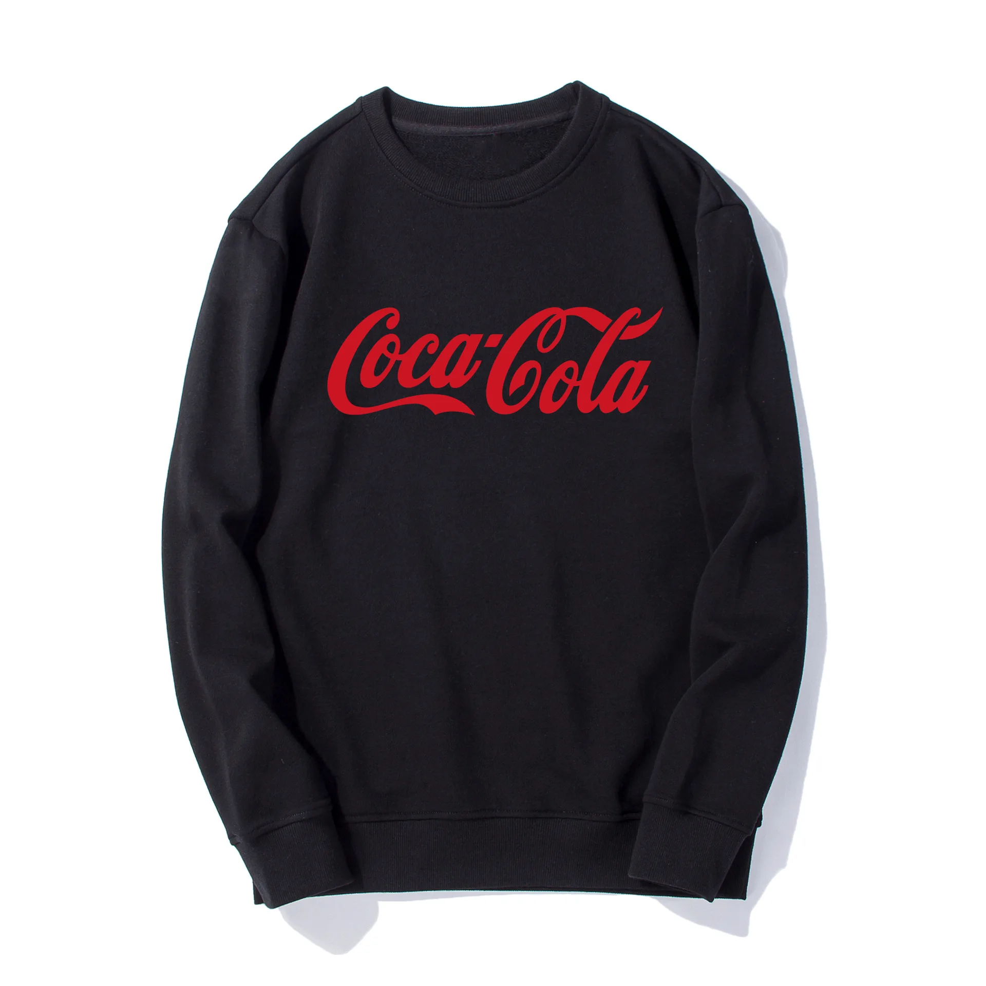 Популярный бренд Coca-Cola, толстовка с капюшоном, европейский и американский стиль, Ретро стиль, высокая улица, свободный крой, длинный рукав, вырез лодочкой, пуловер