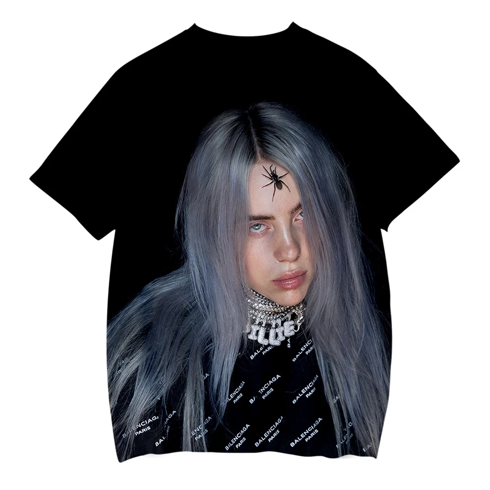 Billie Eilish/футболка с 3D принтом для маленьких мальчиков и девочек летние футболки с короткими рукавами топы унисекс, футболки, Детский костюм, рубашка