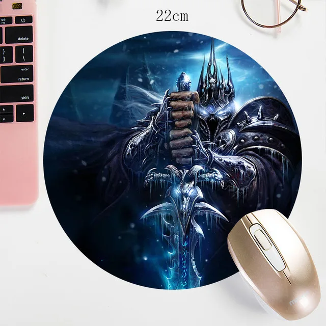 Прочный Круглый игровой коврик для мыши World of Warcraft 22X22 см, коврик для мыши Otaku, нескользящий коврик для мыши, фиксирующий край для офисного коврика для ноутбука - Цвет: Красный