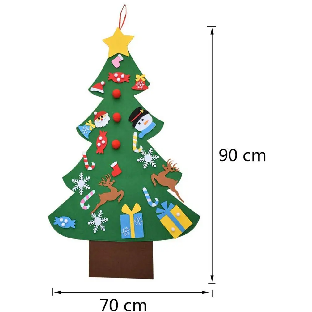 DIY войлочный комплект для рождественской елки с 26 съемными орнаментами, подвесные настенные рождественские подарки для рождественских украшений