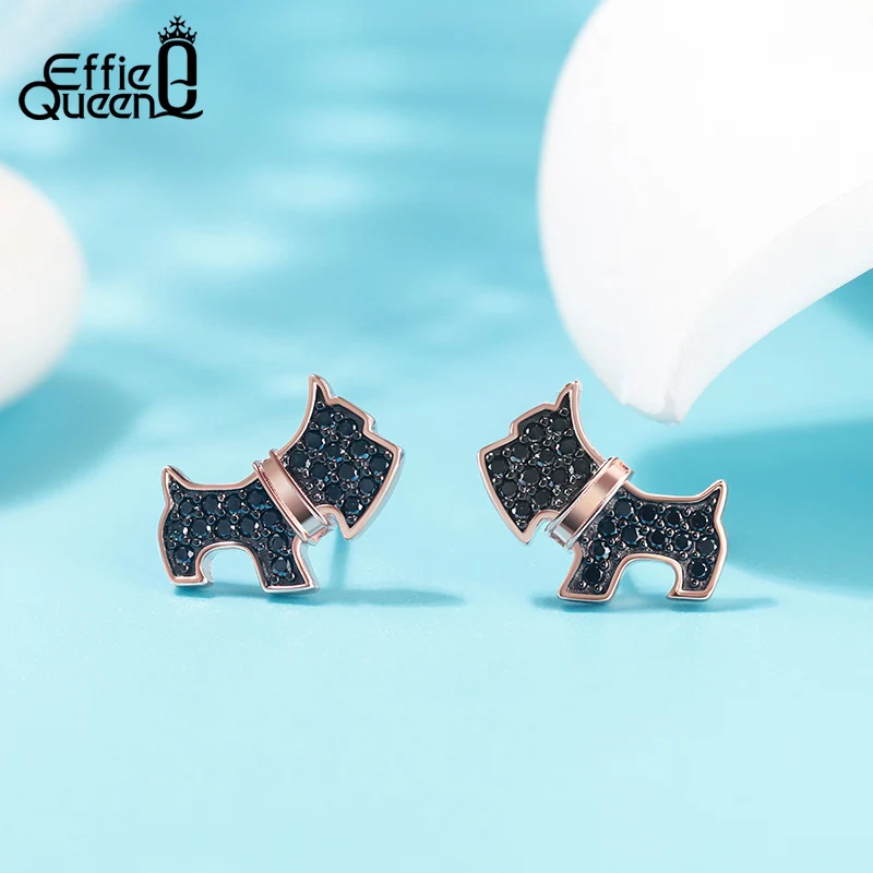 Effie Queen оригинальные сережки гвоздики Desig Puppy из настоящего серебра 925 пробы с
