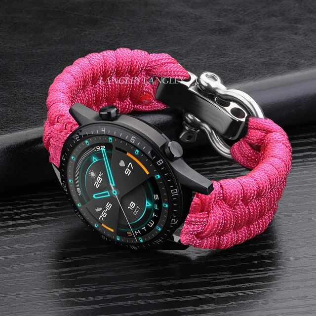 20 22mm Strap for Samsung Galaxy Watch 3 41mm 45mm Watch Band 42mm 46mm for Huawei Watch GT 2e Adjustable Buckle Rope Bracelet Rose Red
