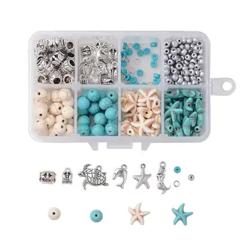 

1Box Ocean Theme Charms Pendants Turtle Sea Star Dolphin Mermaid Starfish Charms DIY Jewelry Earring Bracelet Necklace Making