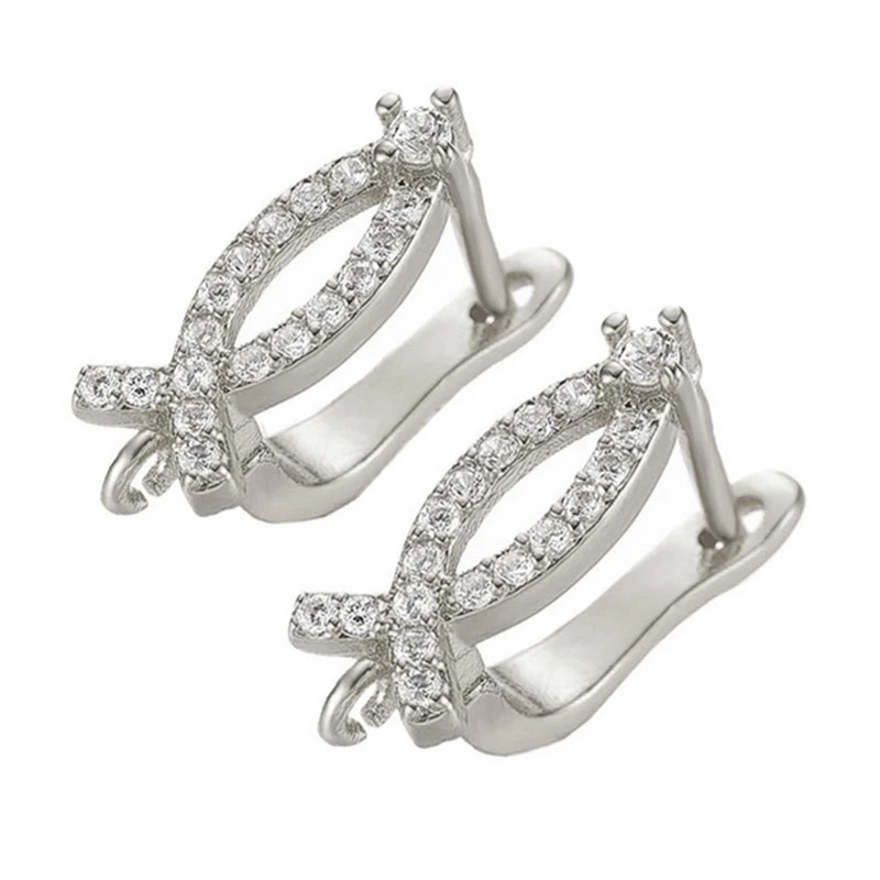 White Gold Juya, сделай сам, кубический цирконий, серьги, крючки и застежки, аксессуары для женщин, модные Висячие серьги, материал для изготовления - Цвет: White Gold