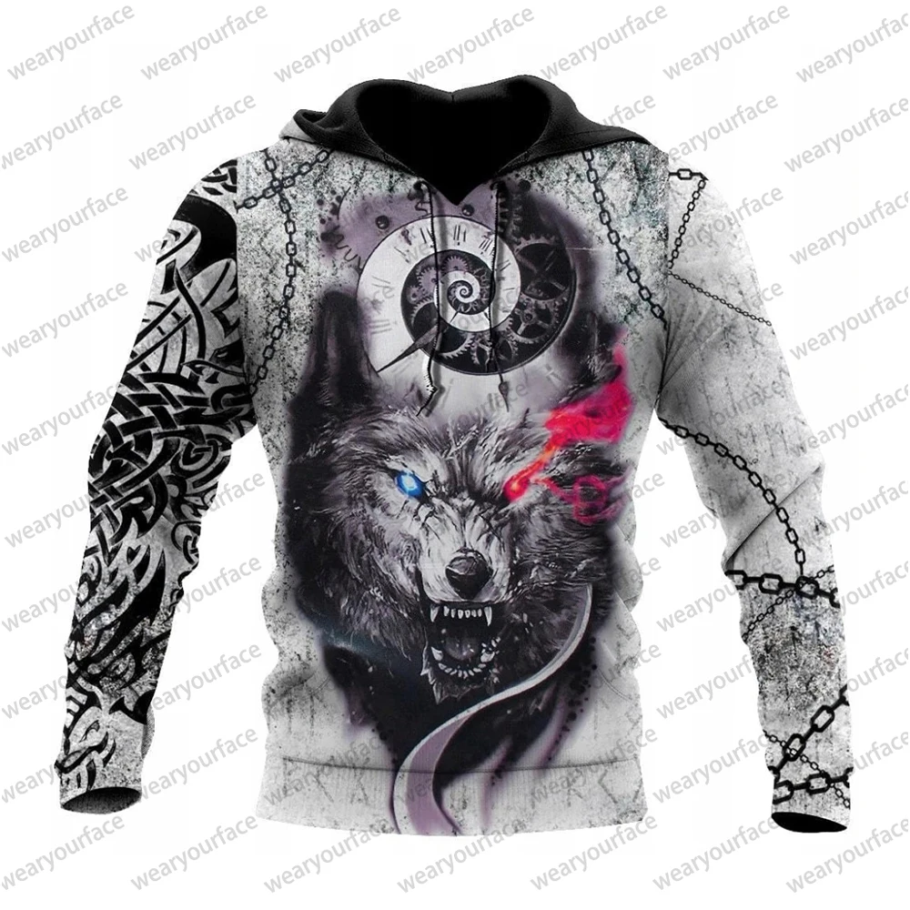 Gray Wolf Alpha 3D All Over Print Crewneck Zipper Hoodies Sweatshirts Outdoor Vocation Sports Streetwear Unisex Men Clothing