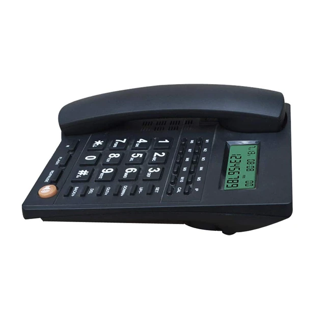 Téléphone De Bureau, écran LCD à 16 Chiffres, Téléphone Fixe Filaire,  Volume Réglable, Noir Avec Répondeur Pour La Maison, Noir 