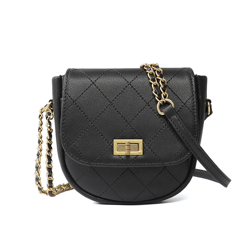 

Genuine Leather Rhombus Chain Bag Fashion Shoulder Bag Graceful Semicircle Bag 2019 New Style Mini Shoulder Bag Fashion