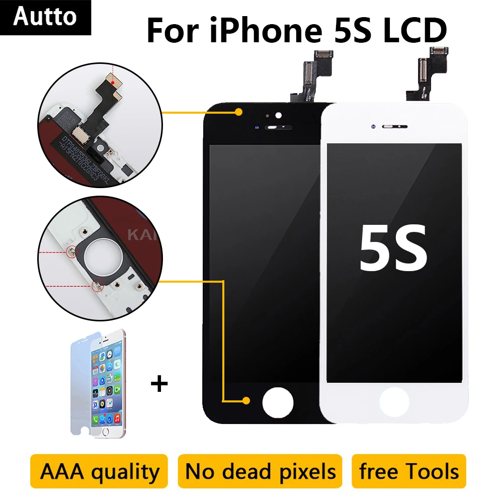 5PCS/ LOT AAA+++ Display Touch Screen Black or White for iPhone 5s LCD replacement assembly with touch Free shipping DHL | Мобильные