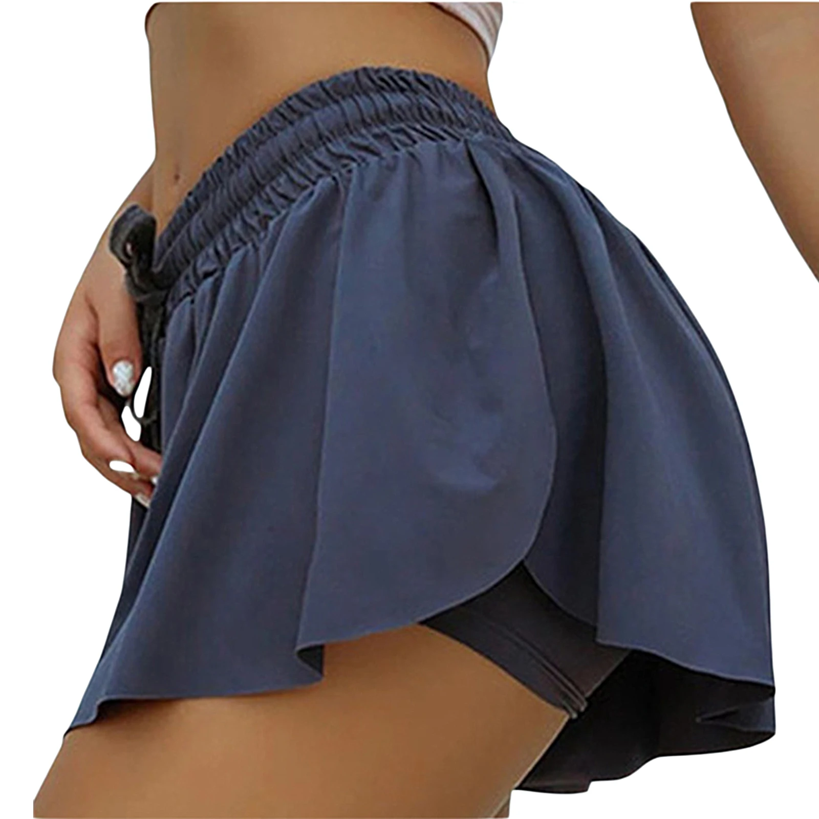 plus size womens clothing Women Simple Style Sports Skort, Female Solid Color Casual Elastic High Waist Oversize Skirt with Built-in Slip Shorts, S-XXXXXL adidas shorts Shorts