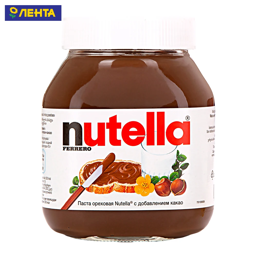 Паста NUTELLA Ореховая с добавлением какао ст/б (Россия) 630г|Шоколадная и ореховая
