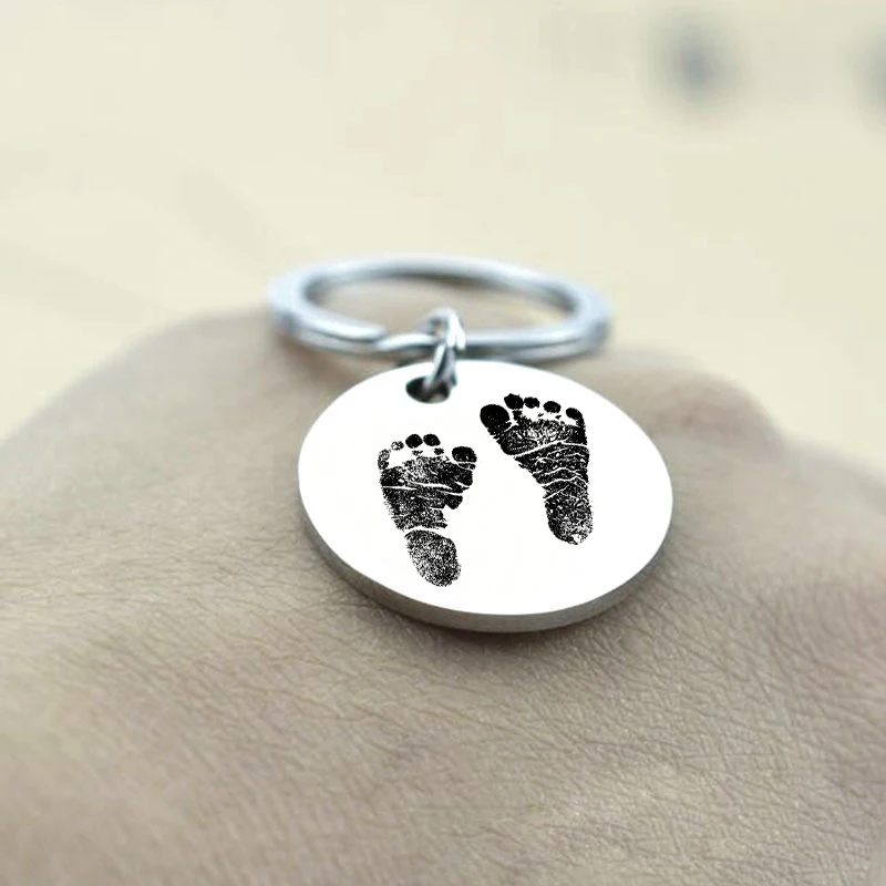 Gift all year round Footprint Rectangle Keyring Personalised Engraved Hand 