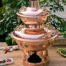 40 см Китай двухслойный медный самовар утолщенный монгольский китайский Сычуань древесный уголь фондю суп горшок Donglaishun chafingdish