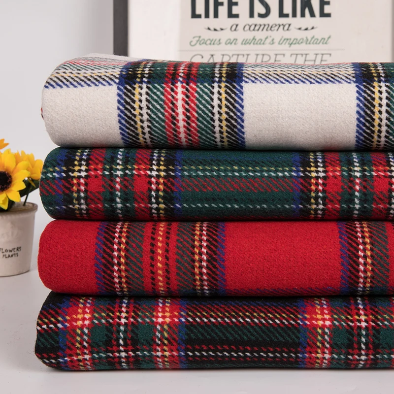 

2019 Bazin Riche Getzner Free Shipping Double Sided With Thick Wool Blended Scotch Grid Cloth Winter Warm Coat Handmade Fabrics