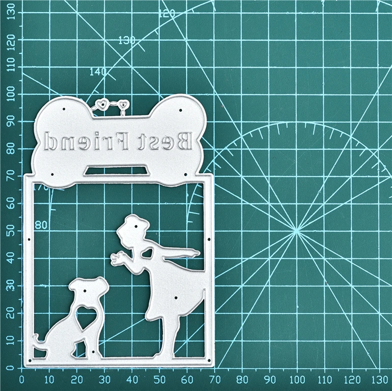 frame die Naifumodo Девушка с собакой друг рамка металлические режущие штампы трафареты для DIY скрапбукинга украшения Тиснение Ручной Работы высечки - Цвет: frame die