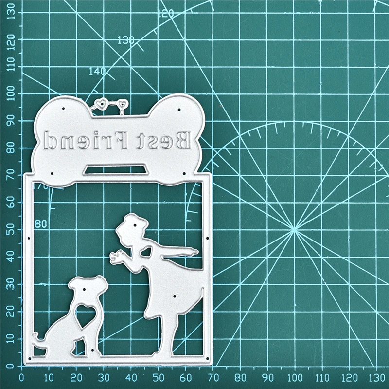 Naifumodo Девушка с собакой друг рамка металлические режущие штампы трафареты для DIY скрапбукинга украшения Тиснение Ручной Работы высечки - Цвет: frame die