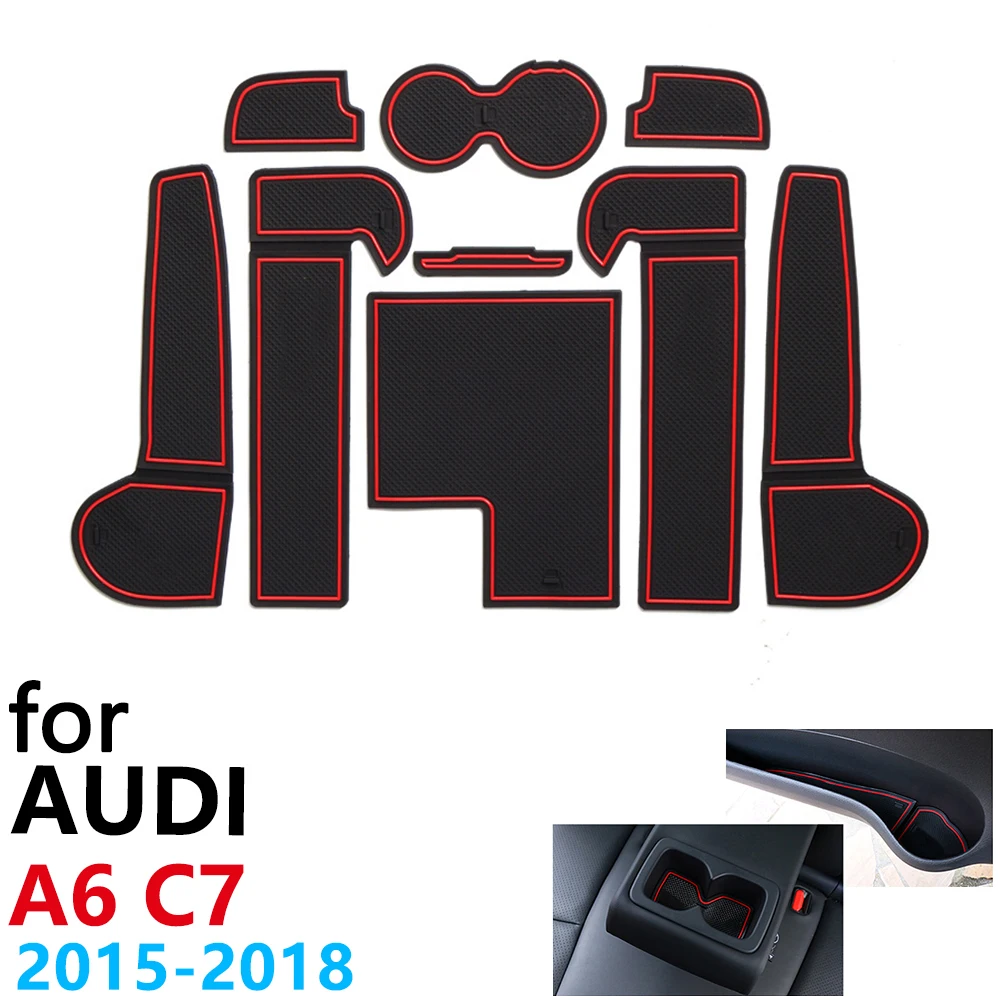 

Anti-Slip Rubber Cup Cushion Door Groove Mat for Audi A6 C7 A6 4G RS6 S6 S line RS 6 2015~2018 2017 Accessories mat for phone