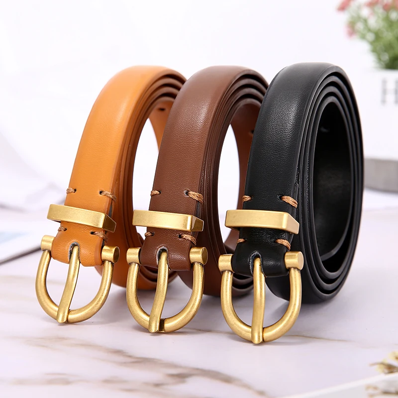 Women Genuine Leather Belt For Female Strap Casual All-match Ladies Adjustable Belts Designer High Quality Brand