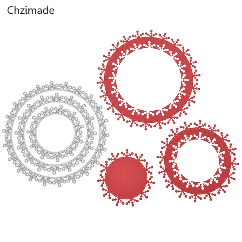 

Chzimade Metal Cutting Dies Hollow Circle Diy Photo Frame Background Embossing Craft Dies Card Making Scrapbooking