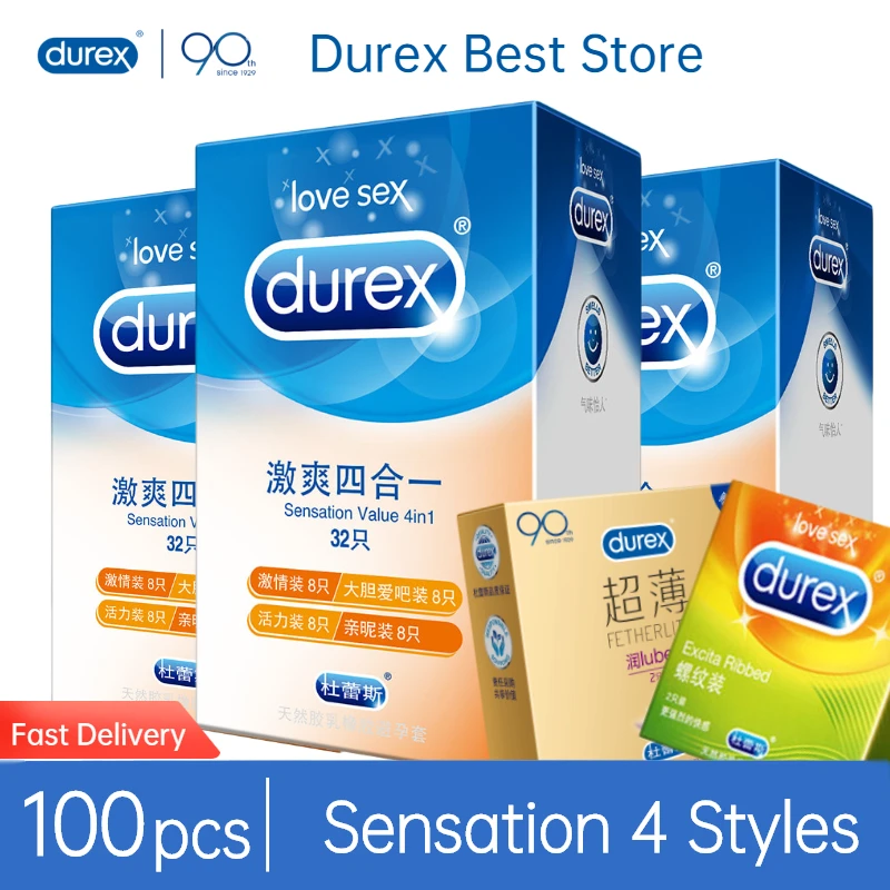 Durex 100 шт./упак. Sensation значение 4in1 ультра тонкие сексуальные презервативы со