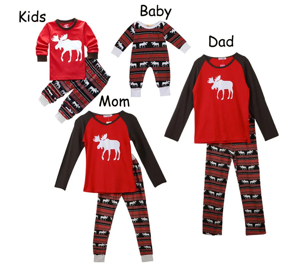 Семейные комплекты; рождественские пижамные наборы для мамы, папы и ребенка; детский топ+ штаны; комплект из 2 предметов; одинаковые комплекты для семьи